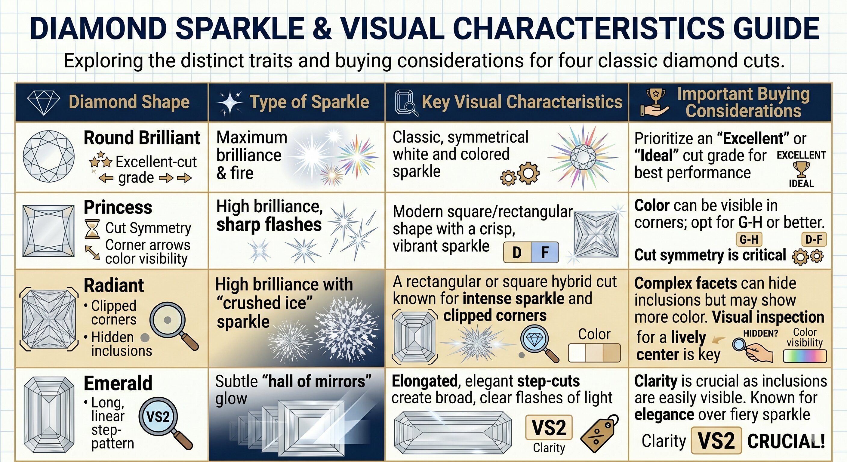 Diamond sparkle visual characteristics guide